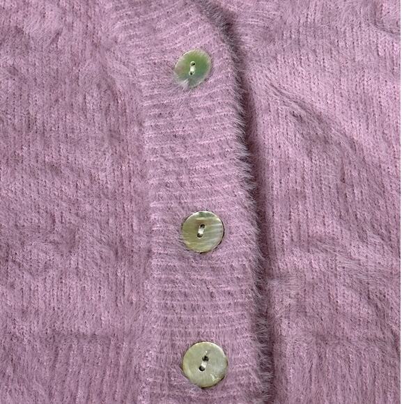 Kendall & Kylie Women Sz Small Long Sleeve Cropped Cardigan Purple Lilac Sweater - Picture 7 of 7